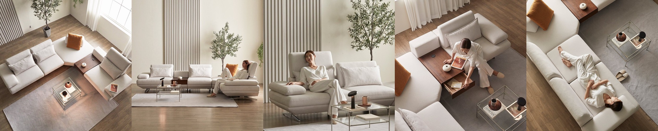 라플랑 갤럭시 이지클린 패브릭 모듈형 스윙 소파 sk 아이보리, 3.5인용