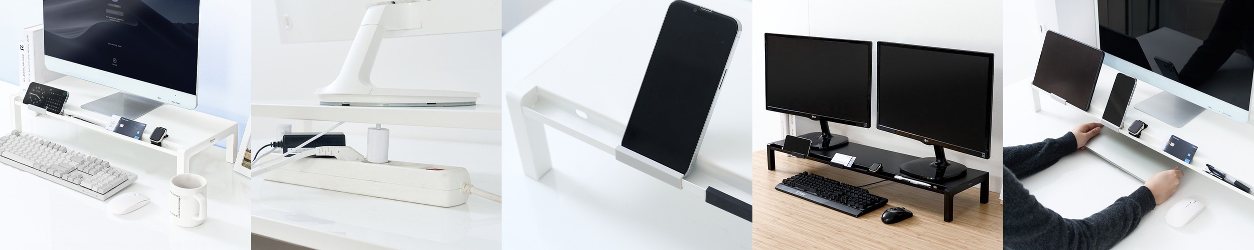 레토 우드+메탈 모니터 받침대 높이 15cm 거치대 모니터선반