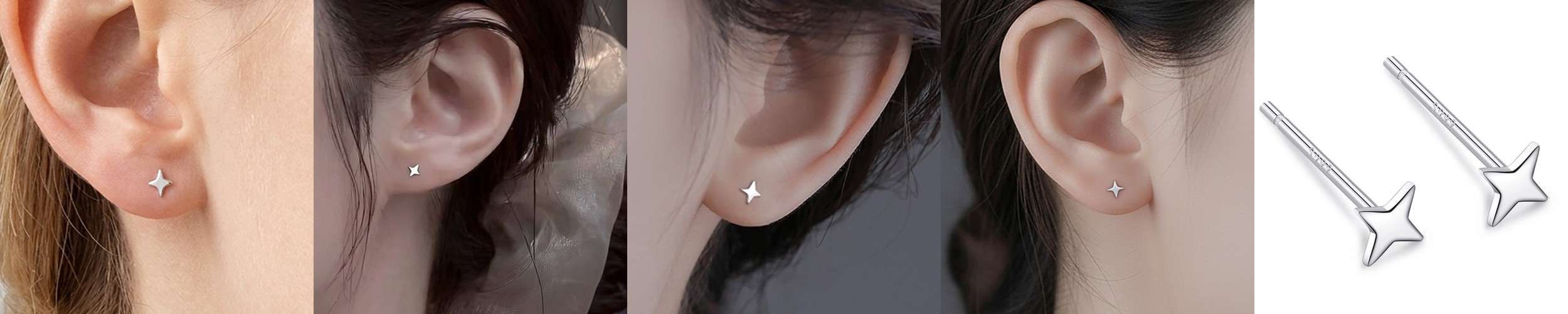 14K 모이사나이트 다이아 오로라 피어싱 귀걸이 3부