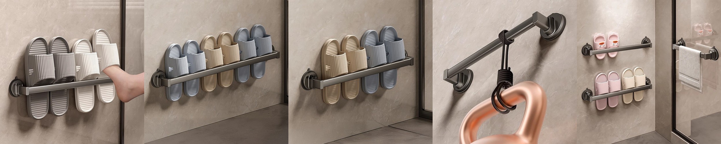 무타공 304 스텐 슬리퍼 거치대 실내화 화장실 욕실 욕실화 걸이 23.8cm