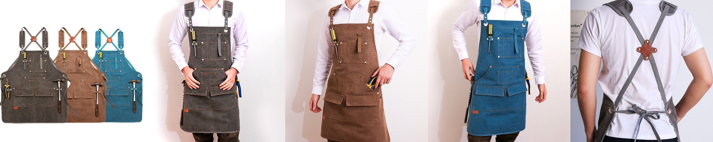 한스데이 뜨왈 방수 앞치마 플레어 원피스 자수 에이프런