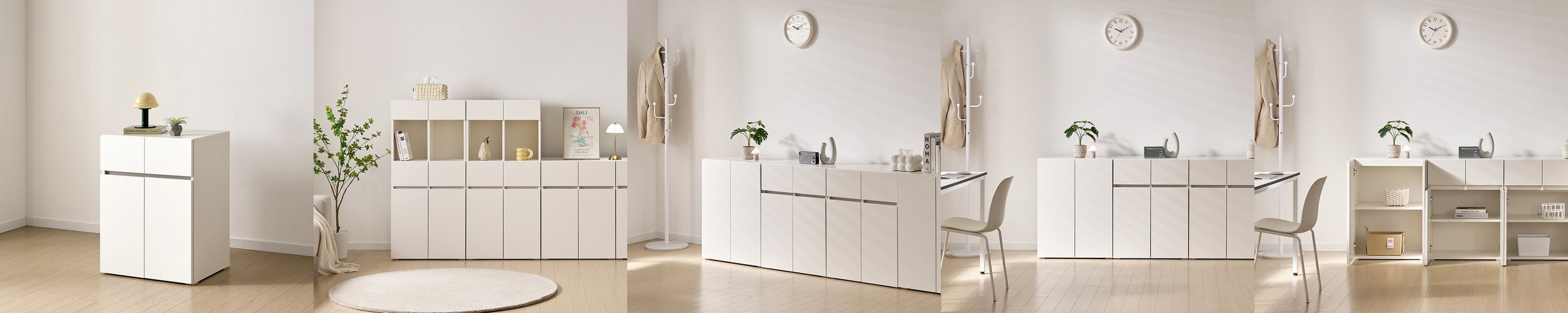 [5월 중순 입고예정] 모듈가구 심플리 2×2 수납장 4문 BC606 118x40x85, 2단, 퓨어화이트 3220.9677