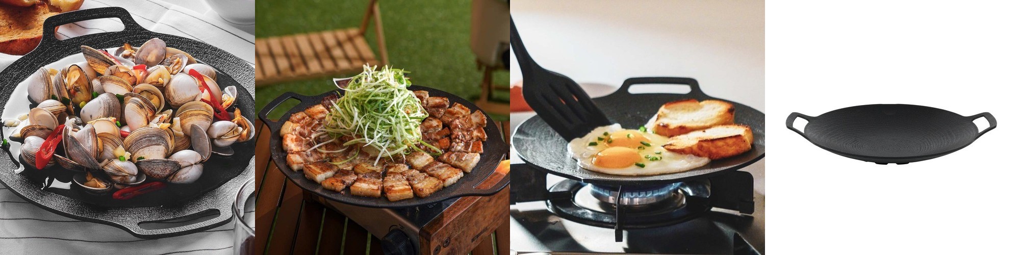 비자트 세라믹 인덕션 캠핑 그리들 국산 바베큐 불판 캠핑용품 가방포함 33cm 아이보리