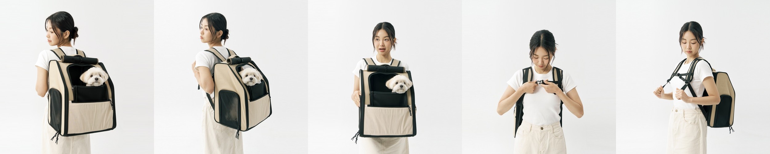 울리 3면 개방 숨쉬는 강아지가방 접이식 이동가방