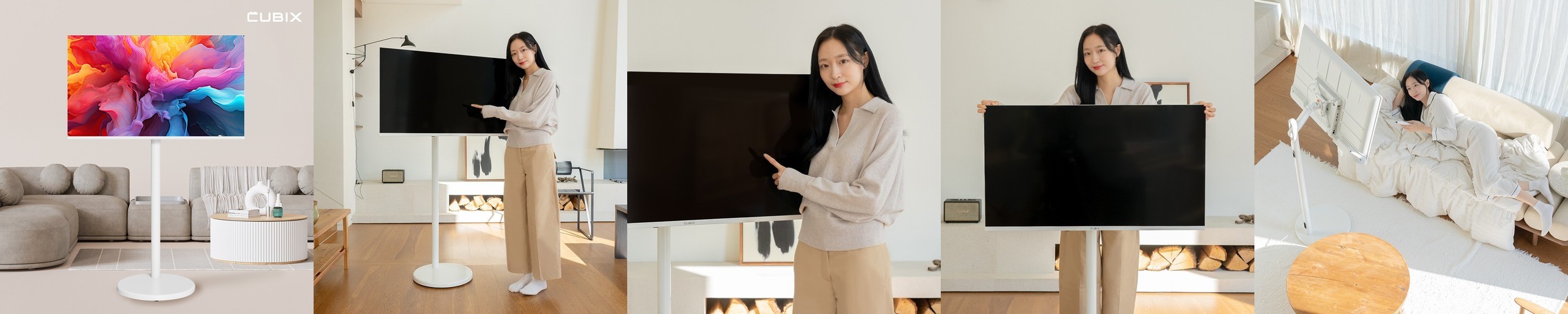 무빙큐빅스 삼탠바이미 화이트에디션 109cm(43인치) UHD 4K 스마트티비 X2 셋트 이동식 TV 삼텐 중소바이미