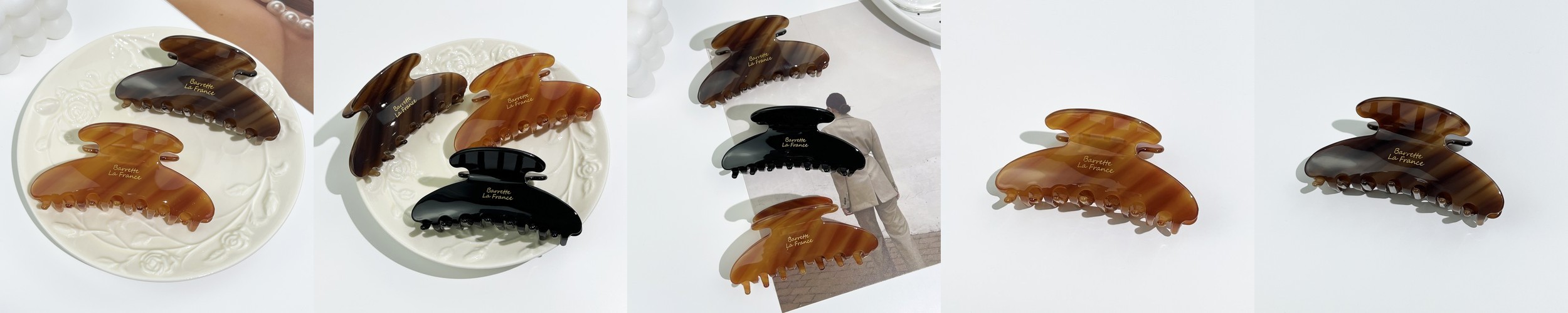 레이스룸 진주 메탈 왕폭 헤어 집게핀 국산 14k골드(도금)+미색진주