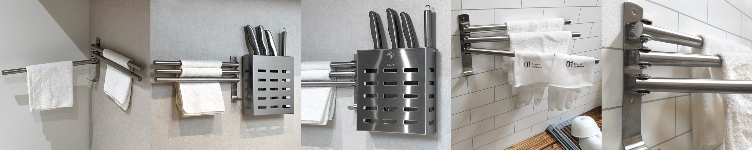 폴쿠치나 이지컷 스텐 키친 타올 홀더 타월 걸이 무타공 거치대 스탠드