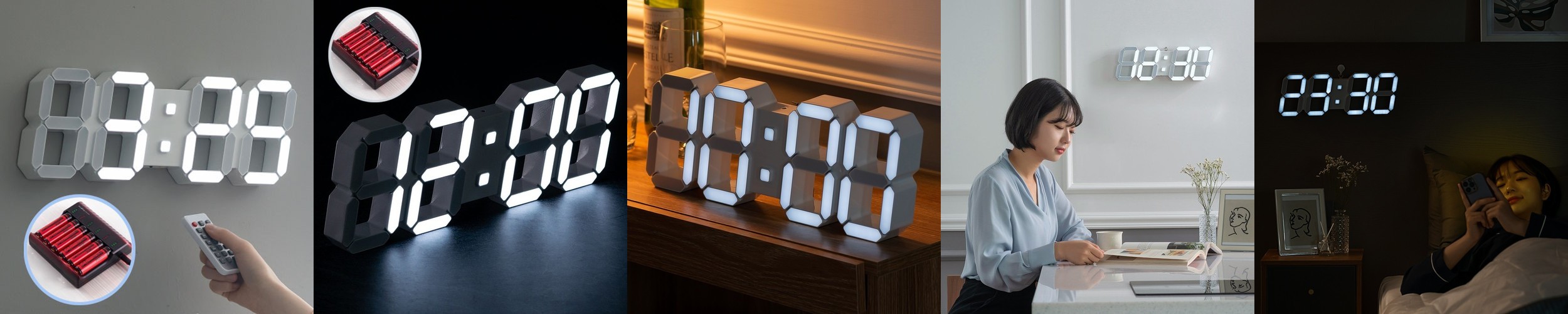 플라이토 문폴 우드 인테리어 LED 탁상시계 디지털 알람 전자 무소음 예쁜 테이블 책상 협탁 시계