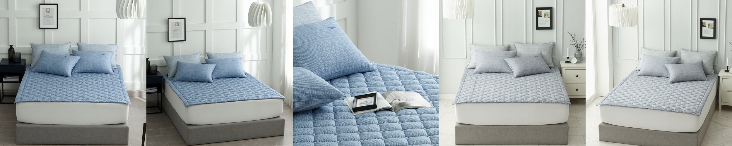 루트포레스트 순면 이불패드 피그먼트 퀸 매트리스패드 60수 아사면 침대패드 Q