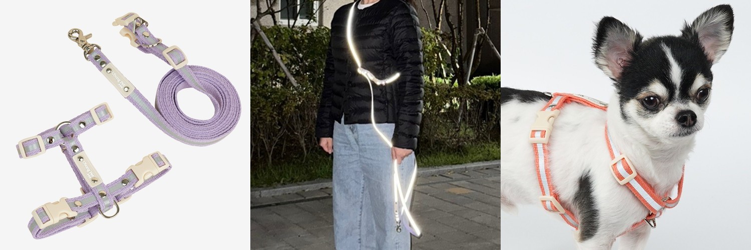 펫줄앤코 여름 냉감 쿨 하네스 노터치 버클 X형 경량 가슴줄