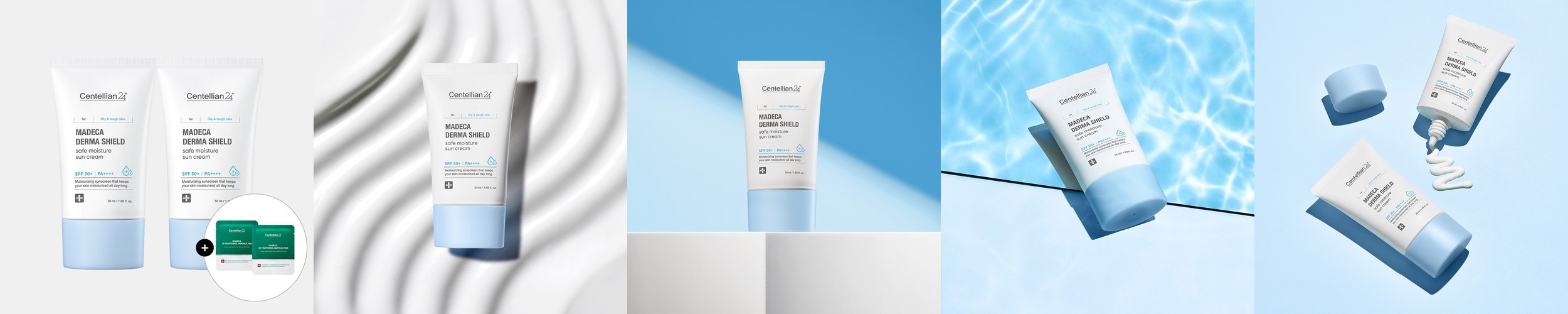 [슈퍼적립] 동국제약 센텔리안24 마데카 더마 쉴드 세이프 수분 선크림 (SPF50+)50ml x 2개 / 유기자차 저자극 선에센스 자외선 차단제