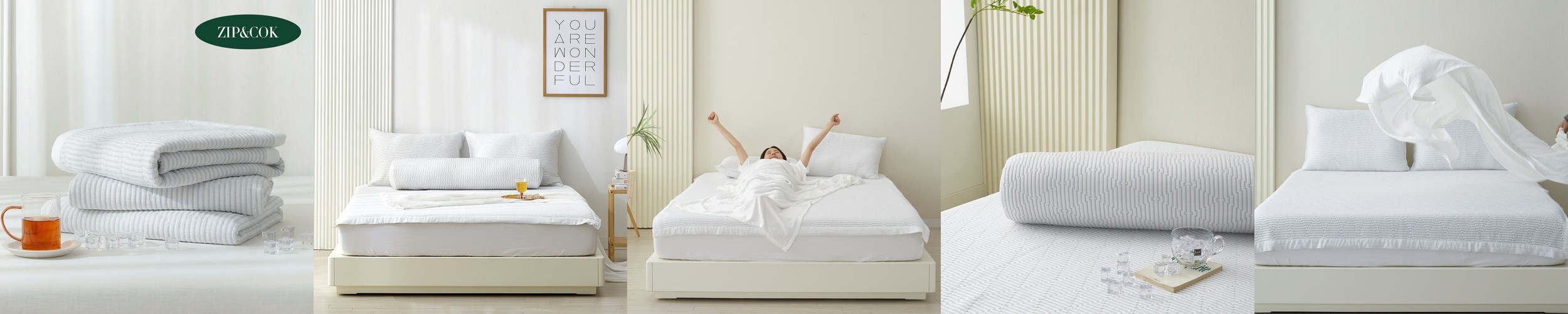 루트포레스트 순면 이불패드 피그먼트 퀸 매트리스패드 60수 아사면 침대패드 Q