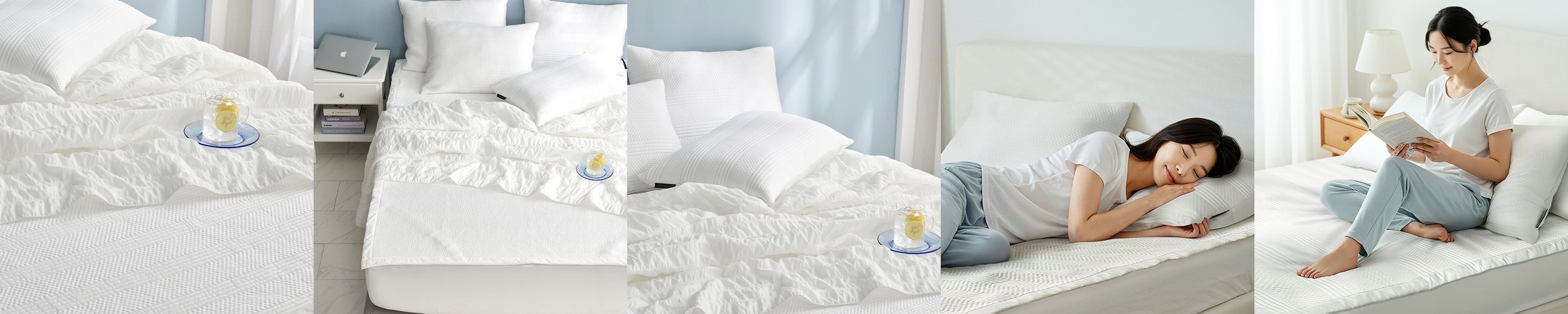 루트포레스트 순면 이불패드 피그먼트 퀸 매트리스패드 60수 아사면 침대패드 Q