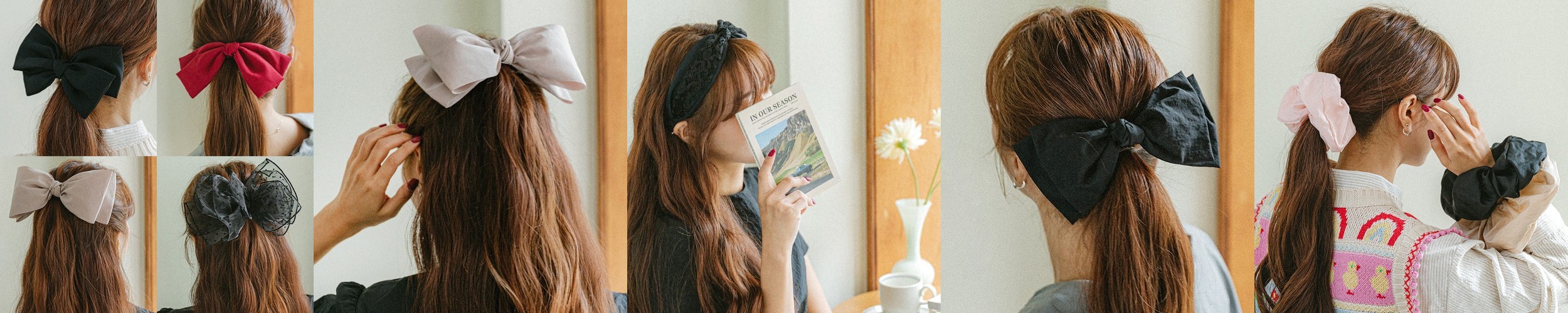 플라워 긴머리집게핀 예쁜 꽃 올림머리핀