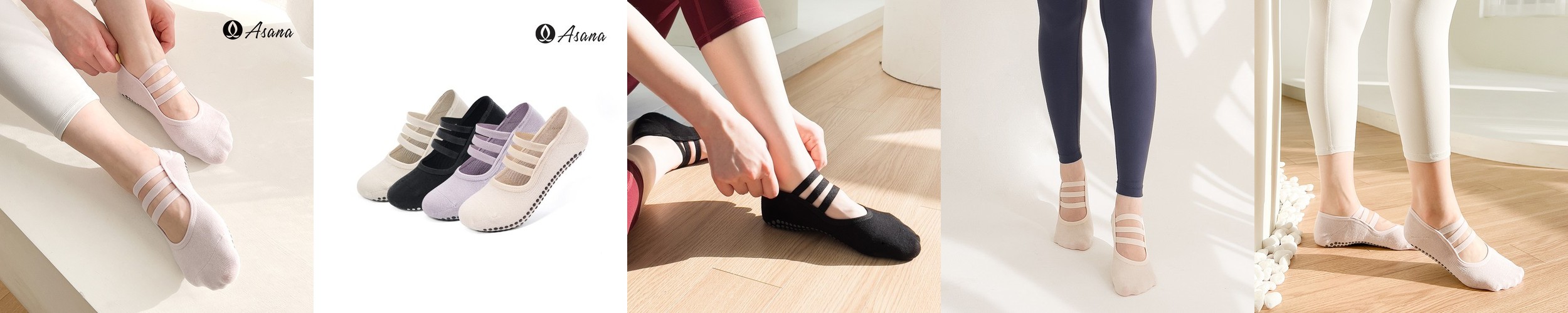 아사나 크로스 리본 풀토우 발가락 미끄럼방지 요가 양말 필라테스 양말 유발 토삭스