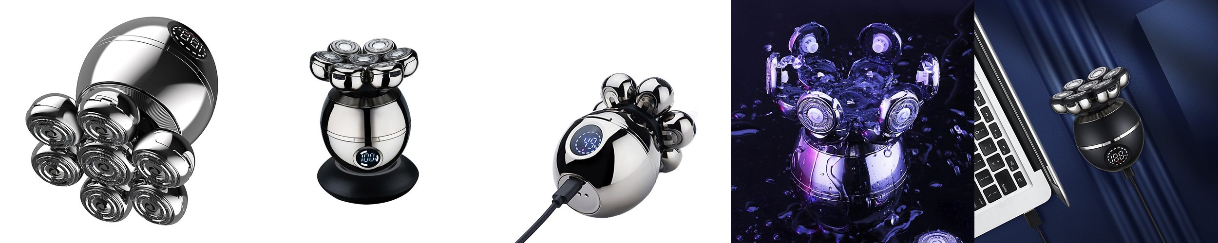 대머리 남성 휴대용 전동 면도기 민머리 남자 자동 전자 삭발 7날