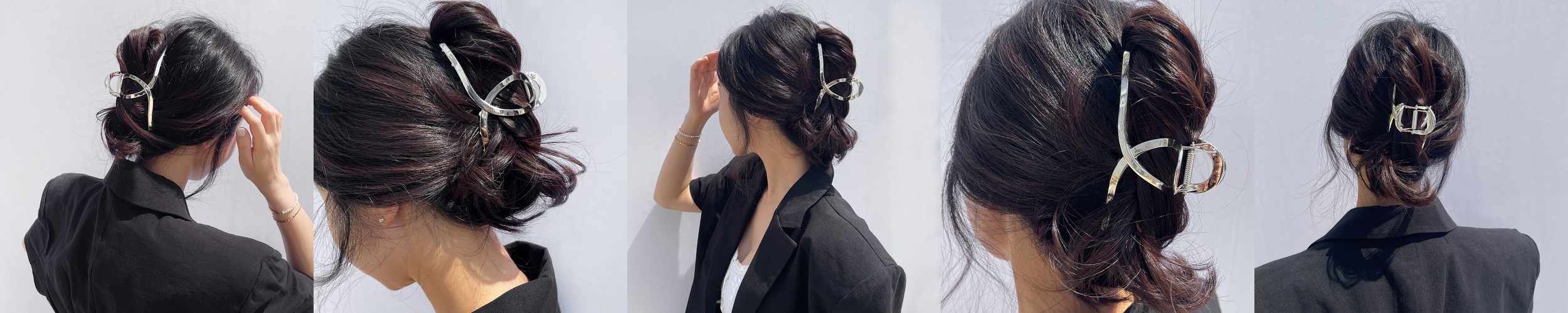 플라워 긴머리집게핀 예쁜 꽃 올림머리핀