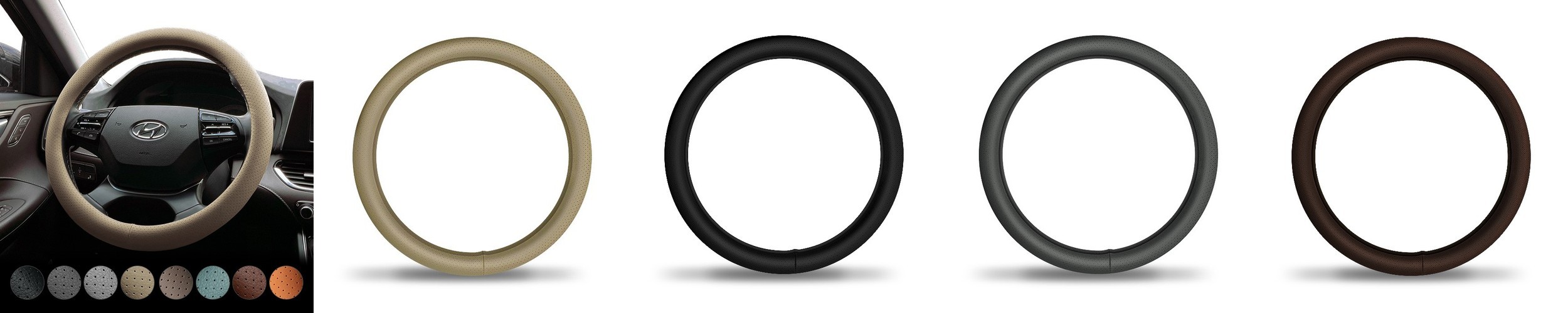 카프트 자동차 핸들커버 가죽 타공 원형 베이직