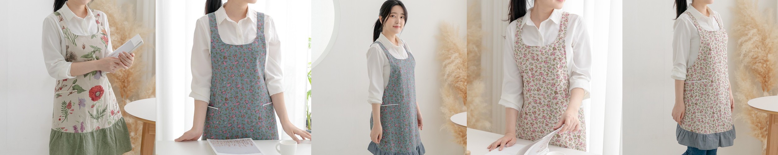 한스데이 하프 에이프런 어린이집 유치원교사 플로리스트 예쁜 허리 앞치마 하프 가드닝핑크