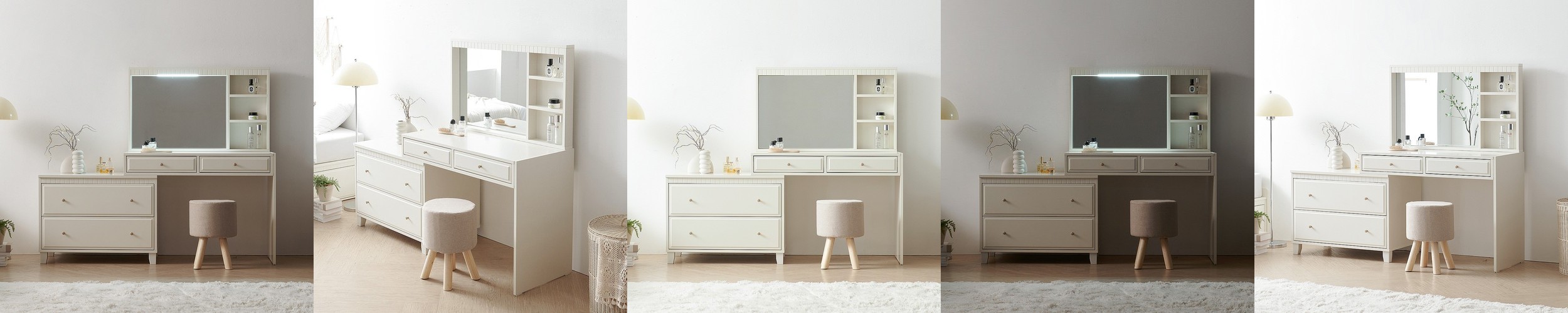 룬드 고무나무 원목 수납 콘솔 데스크 뷰로 화장대세트 월넛, 화장대(거울포함)