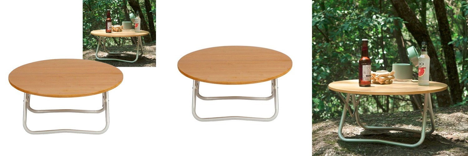 캠핑 원형 사이드 테이블 랜턴걸이 보조 미니 경량 높이조절 블랙