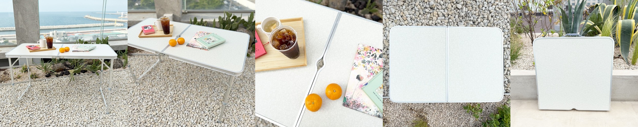 캠핑 원형 사이드 테이블 랜턴걸이 보조 미니 경량 높이조절 블랙