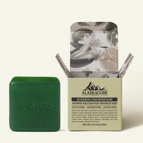알래스카큐브 머드클린 샤워바 모공 피지 케어 비누 히노키향, 155g, 1개