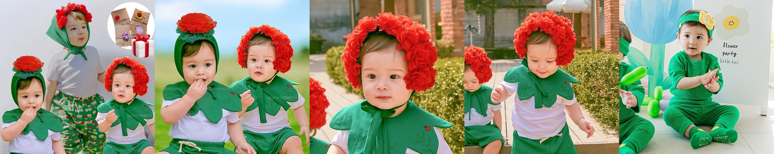 아기 카네이션 머리띠 유아 인간 카네이션룩 어버이날 스승의날 기본티셔츠 베이직