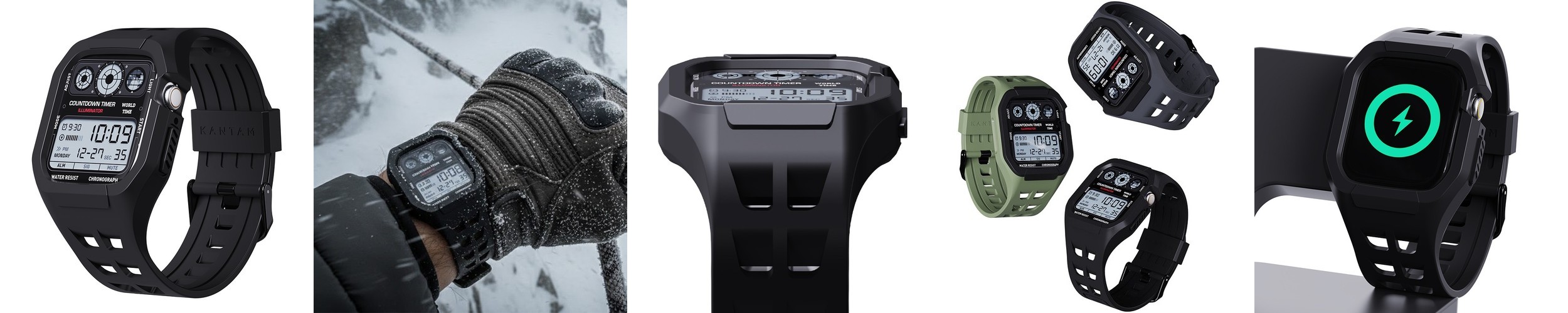 애플워치 스트랩 SE3 SE 9 8 지샥 일체형 밴드 시계줄 오닉스 44MM/45MM, 지프로텍션 블랙