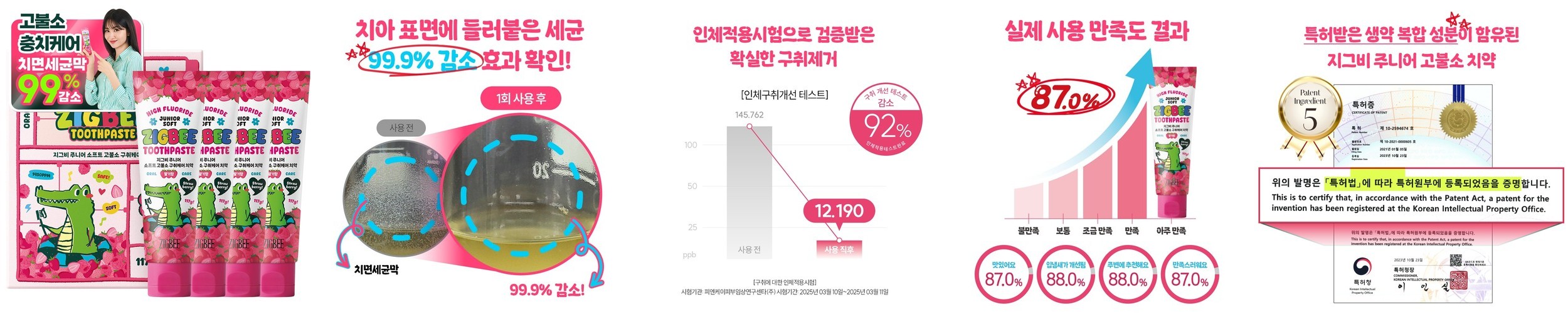 팜파파 키즈 불소 치약 스텝2 천연청포도향, 70g, 5개