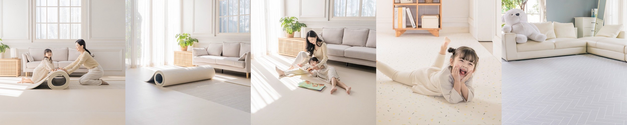아가드 사뿐 아기 롤매트 PVC 1.4mx1m x 1.5cm 크림 층간소음 놀이방매트