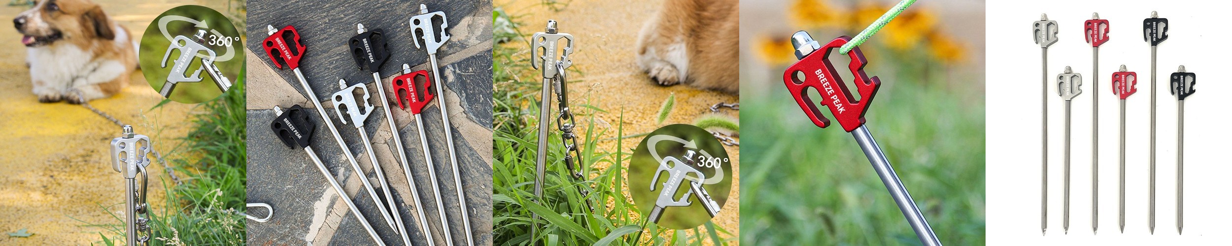 캠핑 단조팩 360도 회전 고정 팩 반려견 피크닉 동반 애견 목줄 말뚝 타프 40cm
