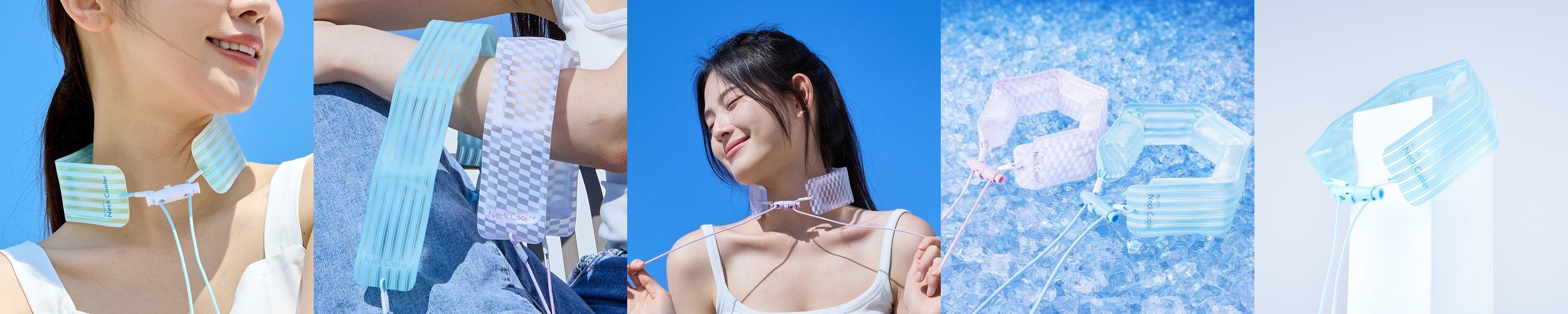 블루필 아이스쿨링 쿨스카프 넥쿨러 냉감 등산 넥밴드 얼음 목걸이 슬림와이드 블루 스트라이프