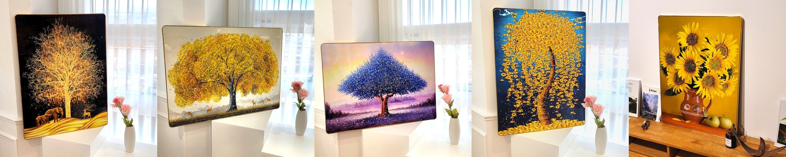 돈나무액자 황금돈나무액자 돈들어오는그림 까페개업선물 풍수지리인테리어 60X80cm
