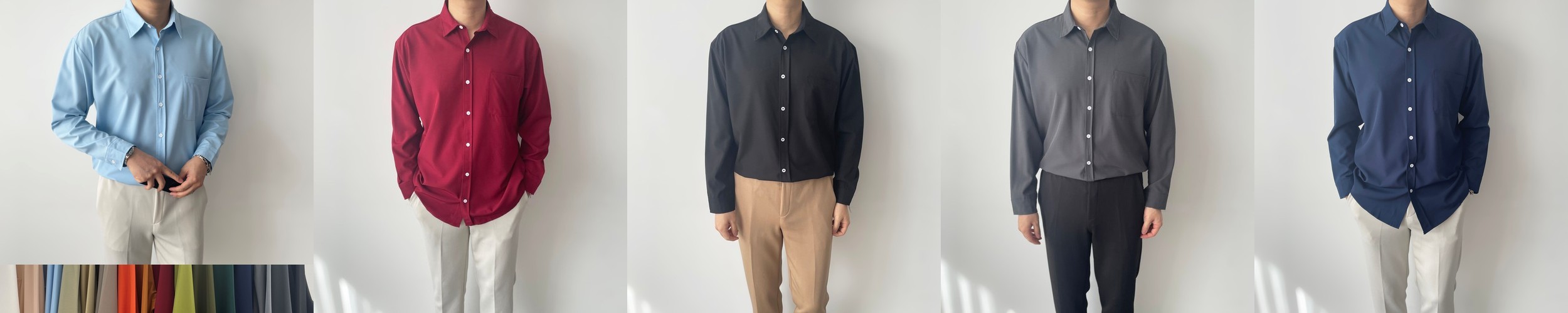 M~4XL 16컬러 커플룩 구김없는셔츠 링클프리 스판와이셔츠 오버핏 캐주얼셔츠 남자캐쥬얼셔츠 남성와이셔츠