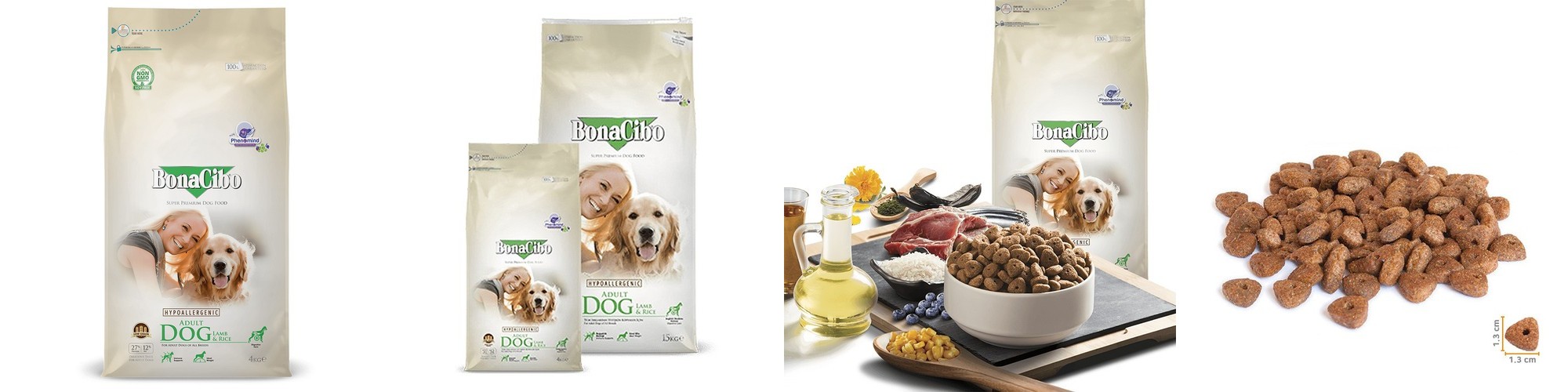 [고양이의날] 보나시보 어덜트 강아지사료 램+라이스, 4kg, 1개