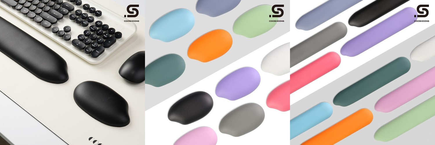 쿠슝 마우스 키보드 손목 받침대 쿠션 팜레스트 패드 RCS-106 블랙, S+L 40.5cm 세트
