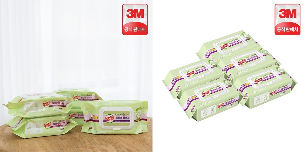3M 스카치브라이트 표준형 베이직 더블액션 플러스 물걸레 청소포 150매 (30매 x 5개)