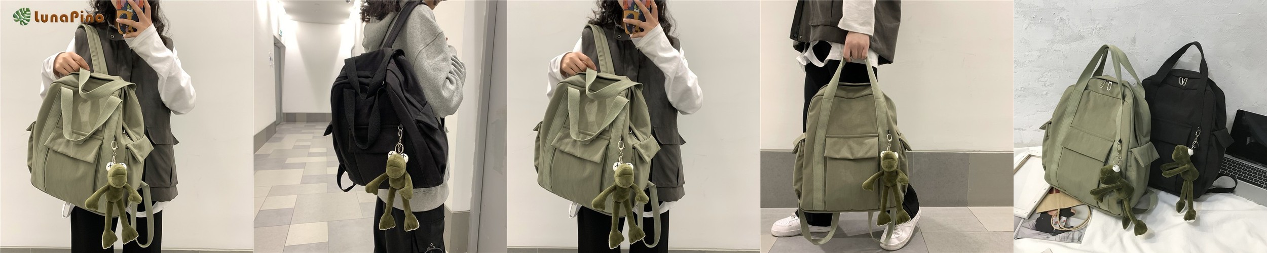 루나피노 고등학생 힙한 백팩 카키 대학생 학원가방 여행 중학생 신학기 책가방