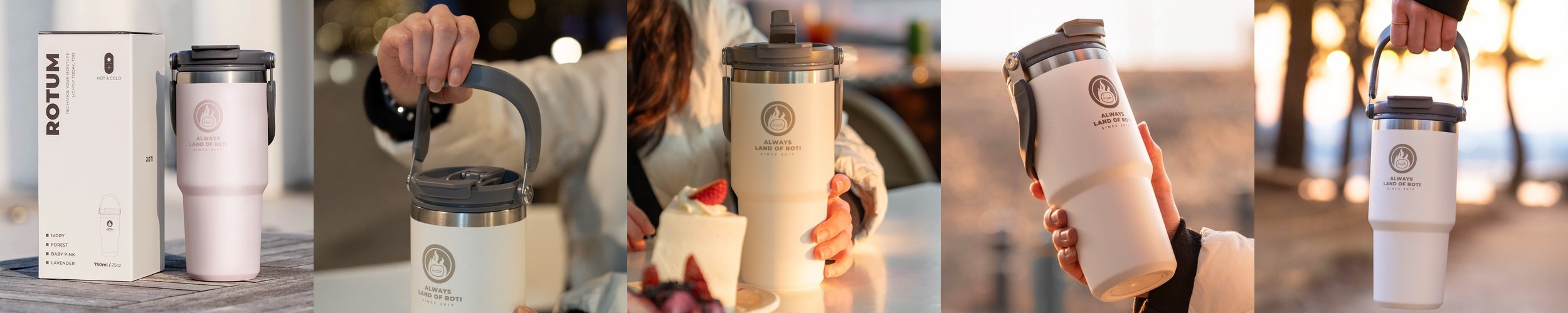로티캠프 대용량 손잡이 빨대 스텐 텀블러 750ml, 핑크