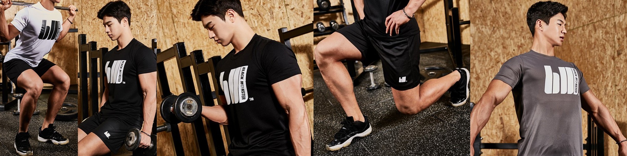 블랙몬스터핏 여성 기능성 반팔티 운동 헬스 기본 티셔츠