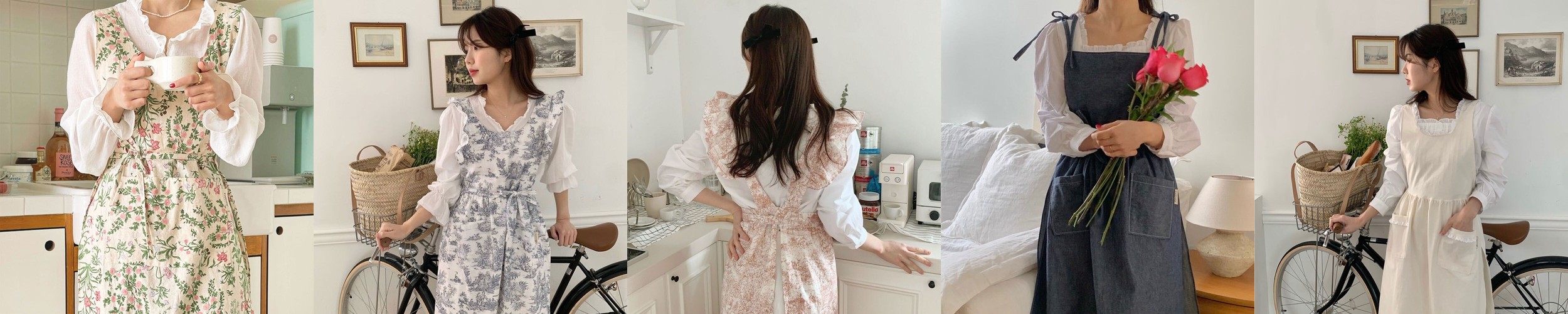 아미앙스 원피스 린넨 앞치마 롱 카페 예쁜 어린이집 에이프런 마가렛 버터