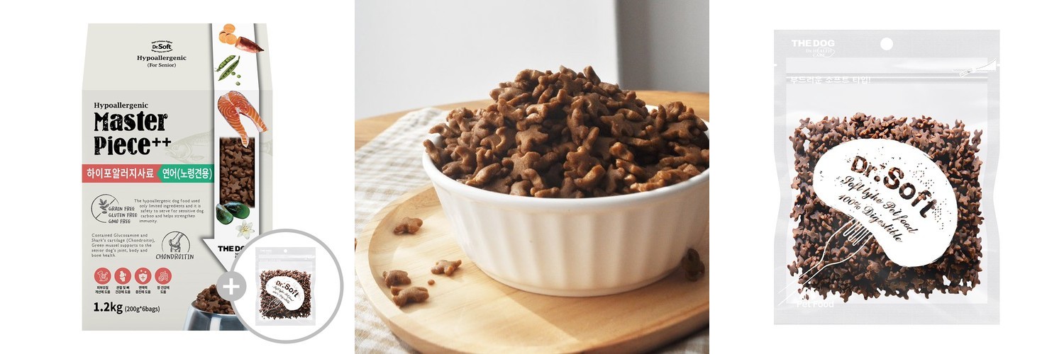 (200g 추가) 더독 닥터소프트 명작 강아지 사료 하이포알러지 연어 노견용, 1.2kg, 1개