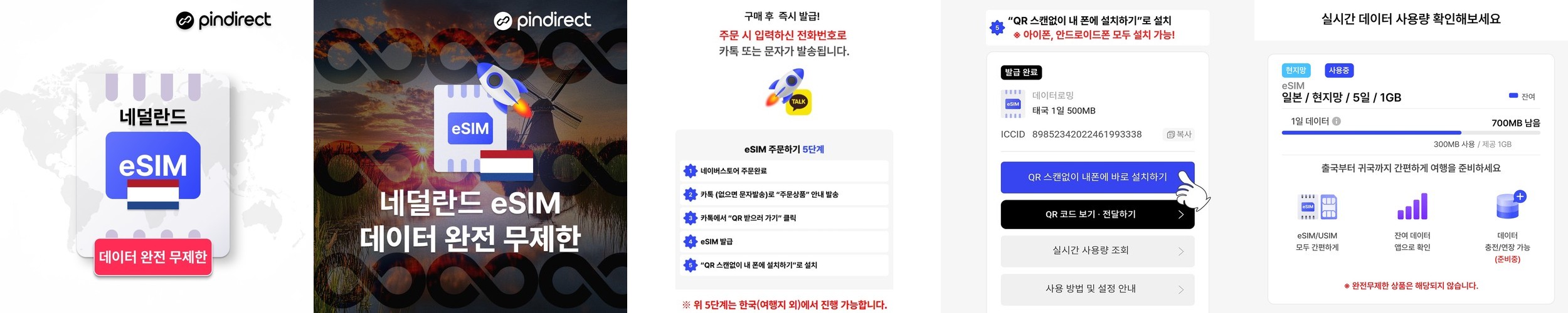 네덜란드 이심 서유럽 통합 eSIM 완전무제한 데이터 1일 500MB (독일, 스위스, 프랑스 등 사용가능)