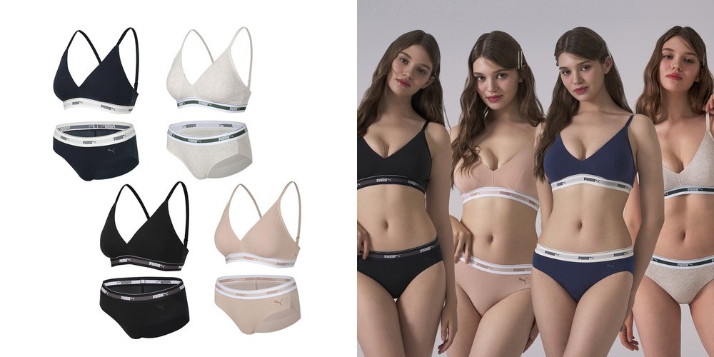 푸마 노와이어 프리미엄 코튼터치 브라팬티 4set