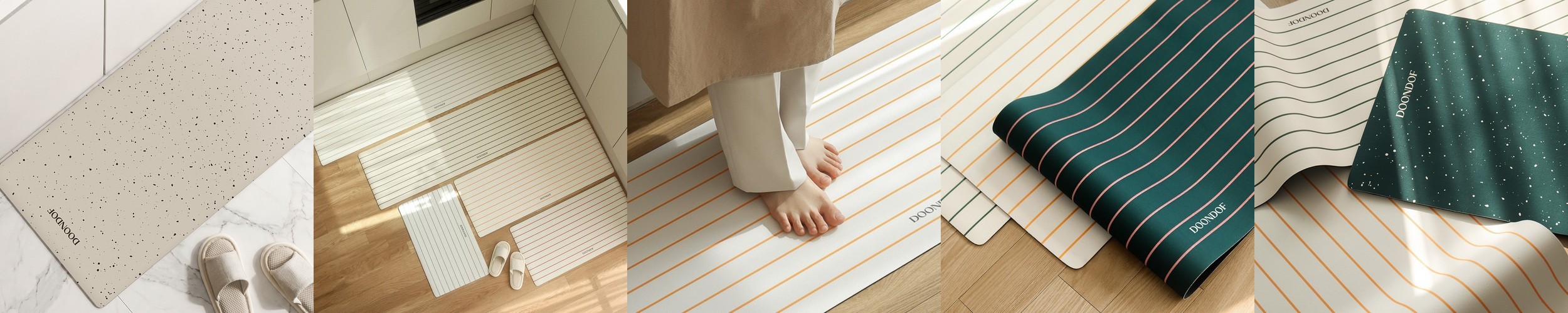 도온도프 주방 매트 빨아쓰는 규조토 발매트 욕실 현관 베란다 싱크대 도트베이지, 45x180cm
