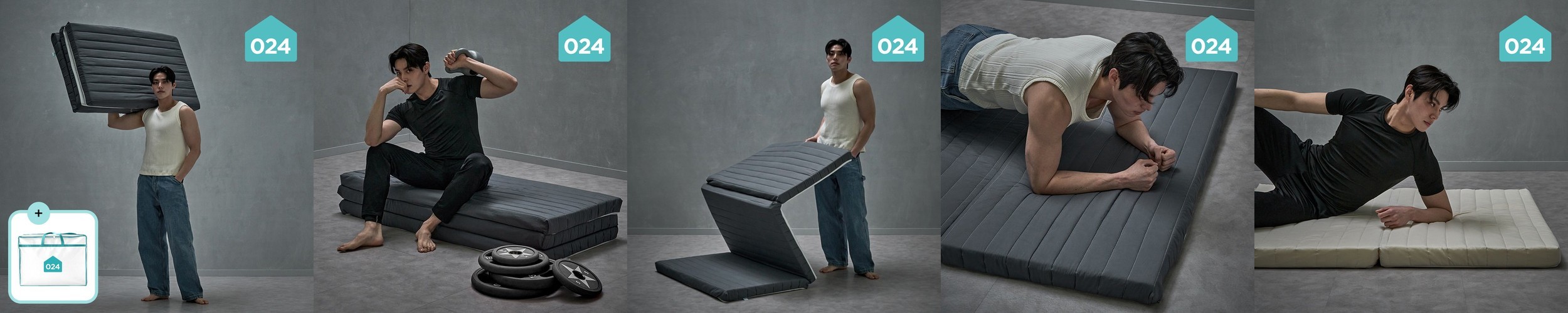 024홈 피지컬 단단한 3단 접이식 매트리스 손님용 침대 바닥 토퍼 8cm, MS(멀티싱글), 차콜그레이