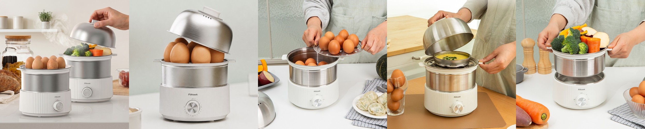 윤도자기 순백 화이트 국산 계란찜기 세트 계란찜용기 전자레인지 라면용기