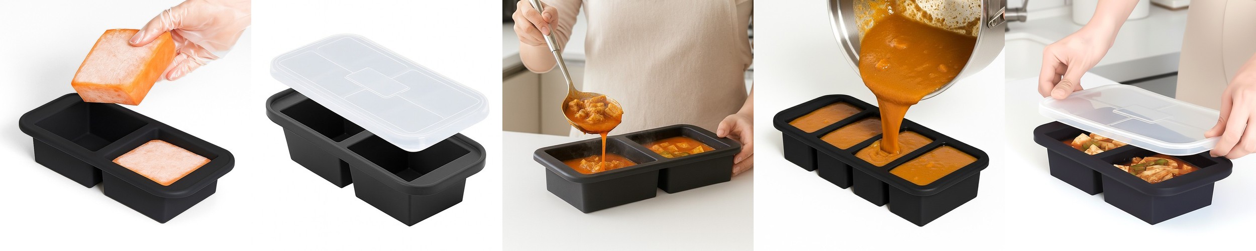 폴쿠치나 아이스 푸드 블럭 실리콘 냉동 소분 용기 밥 국 이유식 큐브 보관 2칸