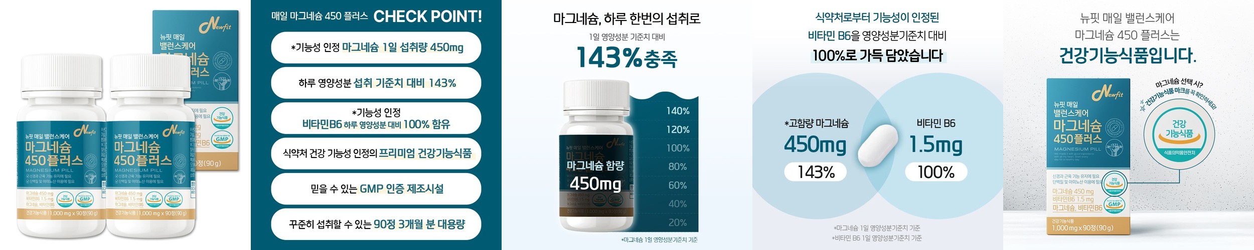 [1일 권장량 143%] 고함량 마그네슘 450 플러스 90정 비타민B6